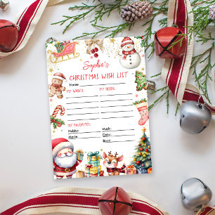 Invitación Lista de deseos de Navidad de Santa Claus