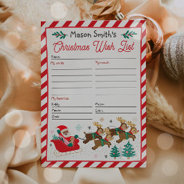Invitación Lista de deseos de Navidades de Santa Claus person