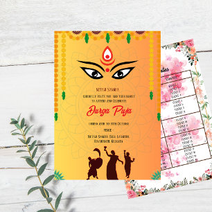 Invitación Lista de eventos florales de Durga Puja Navratri