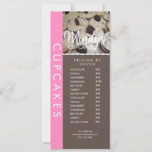 Invitación Lista de precios de volantes de cupcakes de panade