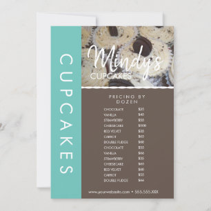 Invitación Lista de precios de volantes de cupcakes de panade