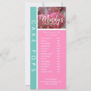 Invitación Lista de precios de volantes delgados de cakepops 