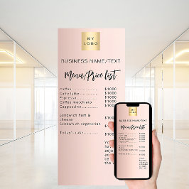 Invitación Lista de precios del menú de negocios rosa de oro
