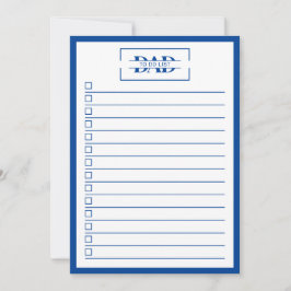 Invitación Lista de tareas monograma azul moderno para papá 1