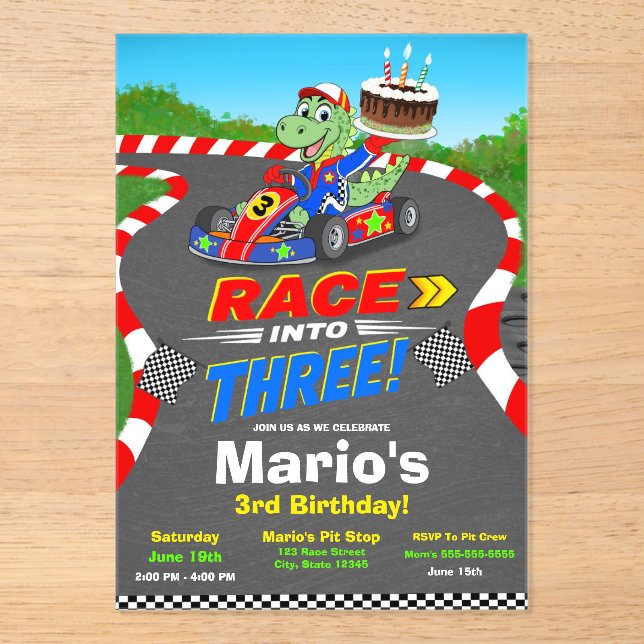 Invitación Lista para la 3ª Carrera de Dinosaurios (Anverso)