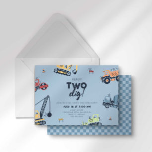 Invitación Listo Camión de Construcción para Cavar 2do