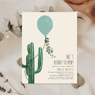 Invitación Listo para activar el Baby Shower Verde azulado de