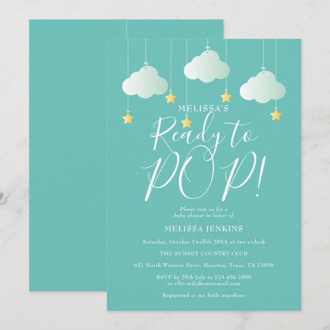 Invitación Listo para activar la Baby Shower Twinkle Twinkle (Anverso / Reverso)