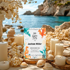 Invitación Listo para brillar Turquesa y Marigold Novena Jorn