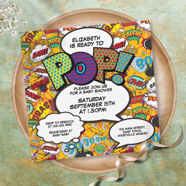 Invitación Listo para crear un cómic moderno de Baby Shower (Subido por el creador)