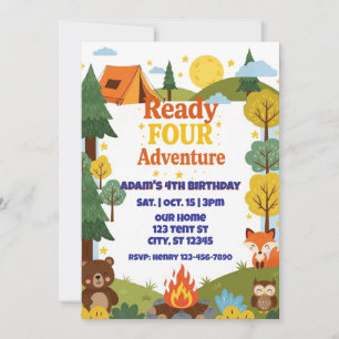 Invitación Listo para CUATRO Aventuras, 4º Cumpleaños