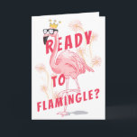 Invitación ¿Listo Para El Flamingle? Funny Flamingo Birthday<br><div class="desc">Prepárate para hacer un flamingle con esta genial invitación de fiesta de cumpleaños. Flamingo color de agua rosa en gafas de sol y corona,  fuegos artificiales.</div>