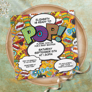 Invitación Listo para estallar Baby Shower Moderno Comic