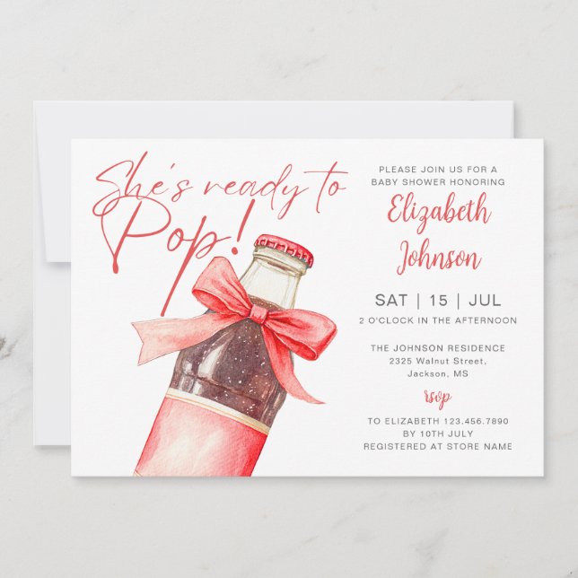 Invitación Listo Para Estallar Botella De Refresco Con Lazo R (Anverso)