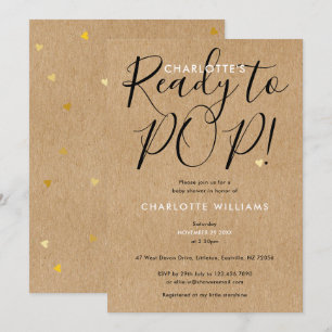 Invitación Listo Para Estallar Chic Script Rústico Kraft Baby