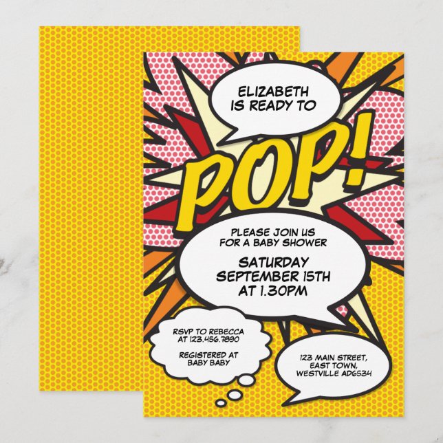 Invitación Listo para estallar Diversión moderna Comic Fiesta (Anverso / Reverso)