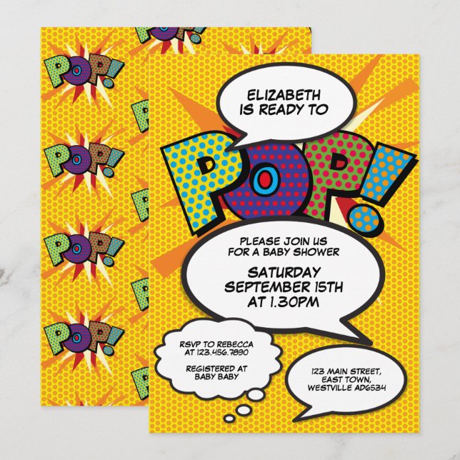 Invitación Listo para estallar Fiesta de bebé Moderna Diversi (Anverso / Reverso)