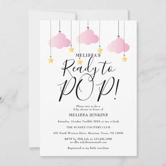 Invitación Listo para estallar Twinkle Twinkle Baby Girl Show (Anverso)