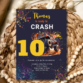 Invitación Listo para estrellar camión monstruo cumpleaños os
