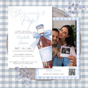 Invitación Listo para explotar Bebé de botella de soda azul I