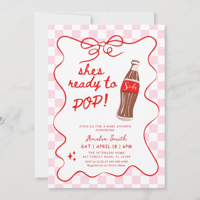Invitación Listo para explotar Chica de soda Shower de bebé (Anverso)