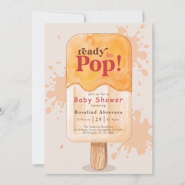 Invitación Listo para explotar Cumpleaños de bebé con paletas (Anverso)
