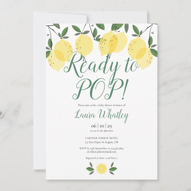 Invitación Listo para explotar limones Baby Shower (Anverso)
