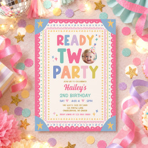 Invitación Listo para fiesta caprichosa niña cumpleaños 2 fie