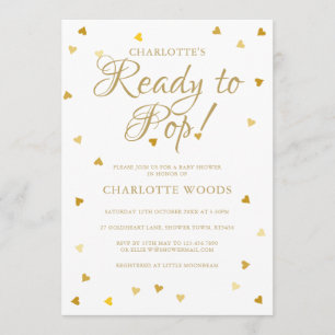 Invitación Listo para hacer estallar corazones de oro Baby Sh
