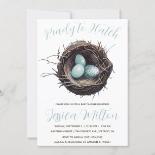 Invitación Listo para incubar, nido de aves, huevos Baby Show