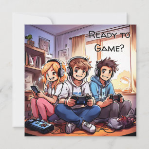 Invitación ¿Listo para jugar? Cumpleaños de los juegos de niñ