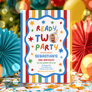 Invitación Listo para la fiesta Colorido Niño Fiesta de cumpl