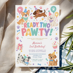 Invitación Listo para la Fiesta Cumpleaños Temático de Perrit