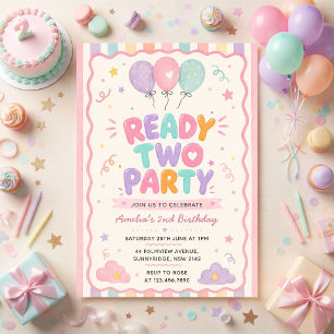 Invitación Listo para la fiesta de cumpleaños número 2 Colori