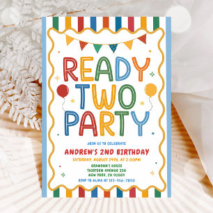 Invitación Listo para la fiesta de cumpleaños número 2 Colori