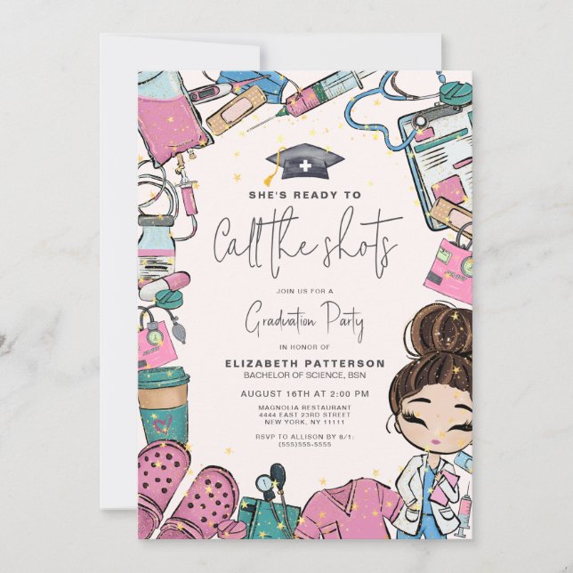 Invitación Listo para llamar a la fiesta de graduación de enf (Anverso)