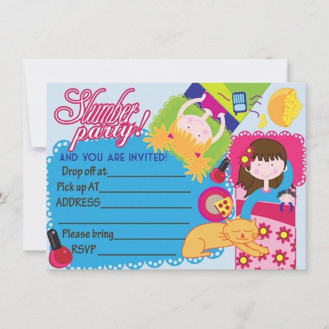 Invitación Listo para llenar chicas de Slumber fiesta de dorm (Anverso)