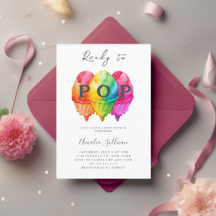 Invitación Listo para mostrar Baby Shower rosa gradiente de c