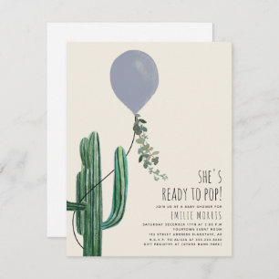 Invitación Listo para mostrar Cactus Blue Baby Shower en glob