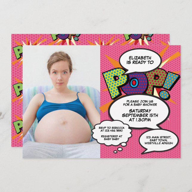Invitación Listo para mostrar la foto rosa del Chica moderno  (Anverso / Reverso)