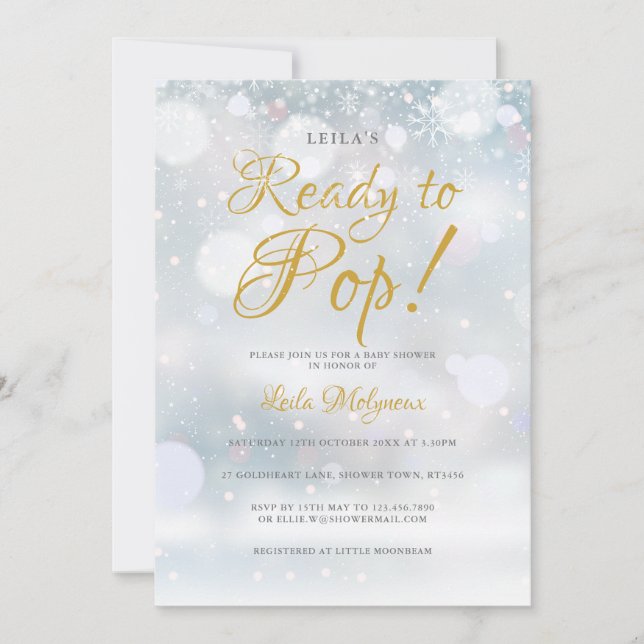 Invitación Listo Para Mostrar Los Primeros Snowflakes Baby Sh (Anverso)