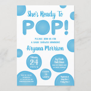 Invitación Listo Para Pop Baby Shower, Azul