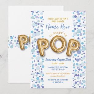 Invitación Listo para POP Boy Baby Shower Gold & Blue Invite