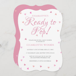 Invitación Listo Para Pop Corazones Rosa Baby Shower / Sprink