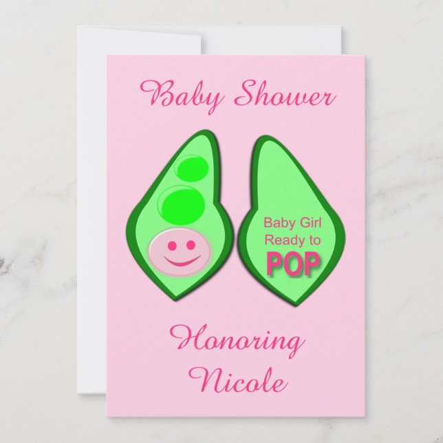 Invitación Listo para pop Girl Pea Rosa Baby Shower (Anverso)