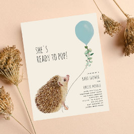 Invitación Listo para pop Hedgehog Balloon Boy Baby Shower