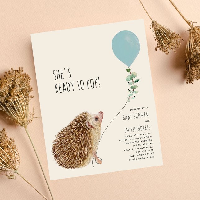 Invitación Listo para pop Hedgehog Balloon Boy Baby Shower (Subido por el creador)