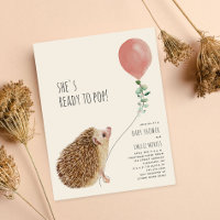Listo para pop Hedgehog Pink Balloon Baby Shower
