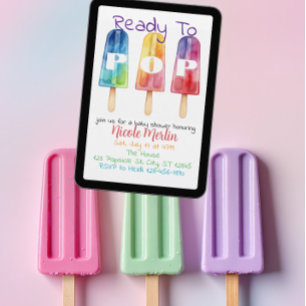 Invitación Listo para reventar, Cumple de helado de arcoíris 