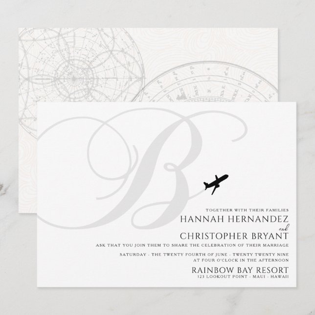 Invitación Listo para sacar B Boda inicial (Anverso / Reverso)